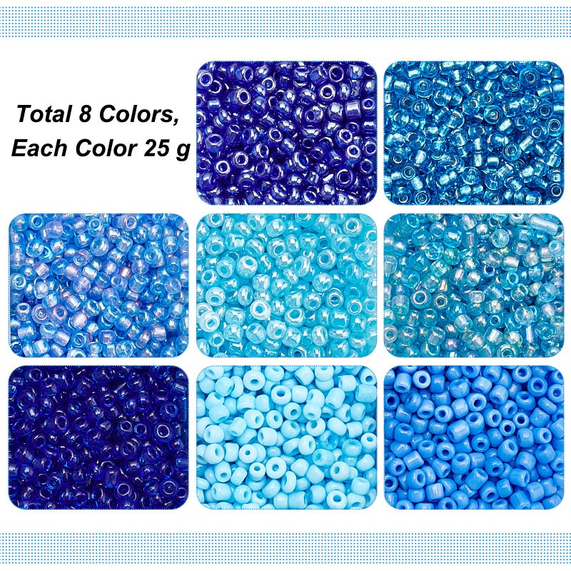 PH PandaHall 8000pcs 2mm Blue Seed Beads, Craft Glass Beads Pony Waist Bead 12/0 Mini Spacer Bead for Friendship Bracelet Making Summer Ocean Sea Seaside Beading Weaving - Image 4